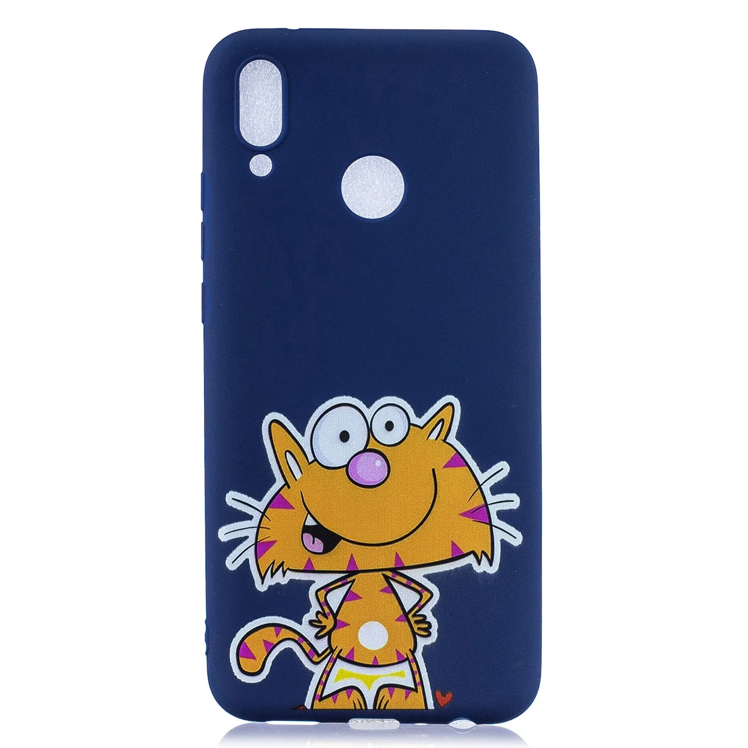 For HUAWEI Y9 2019 Cartoon Lovely Coloured Painted Soft TPU Back Cover Non-slip Shockproof Full Protective Case with Lanyard sapphire