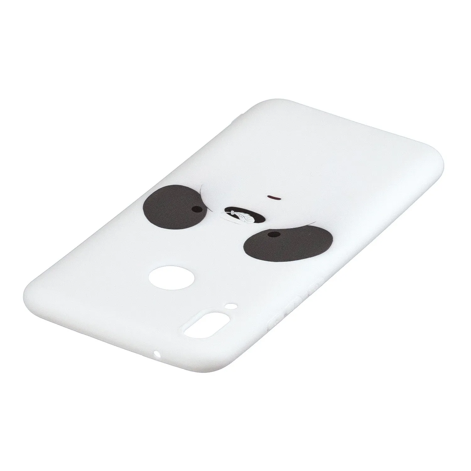 For HUAWEI Y9 2019 Cartoon Lovely Coloured Painted Soft TPU Back Cover Non-slip Shockproof Full Protective Case with Lanyard white