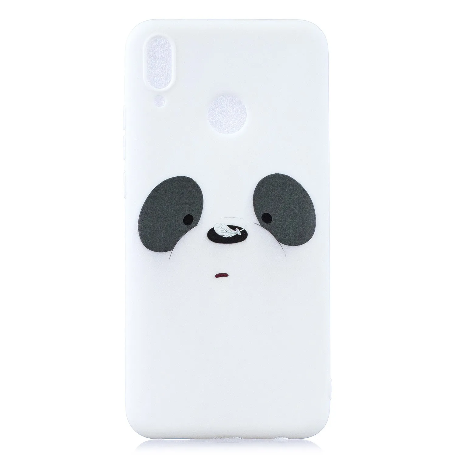 For HUAWEI Y9 2019 Cartoon Lovely Coloured Painted Soft TPU Back Cover Non-slip Shockproof Full Protective Case with Lanyard white