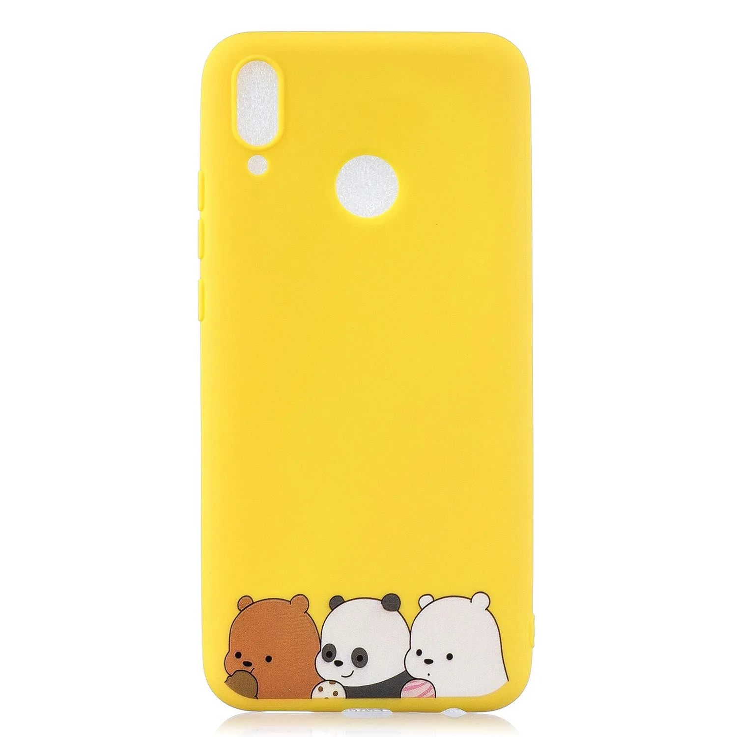 For HUAWEI Y9 2019 Cartoon Lovely Coloured Painted Soft TPU Back Cover Non-slip Shockproof Full Protective Case with Lanyard yellow