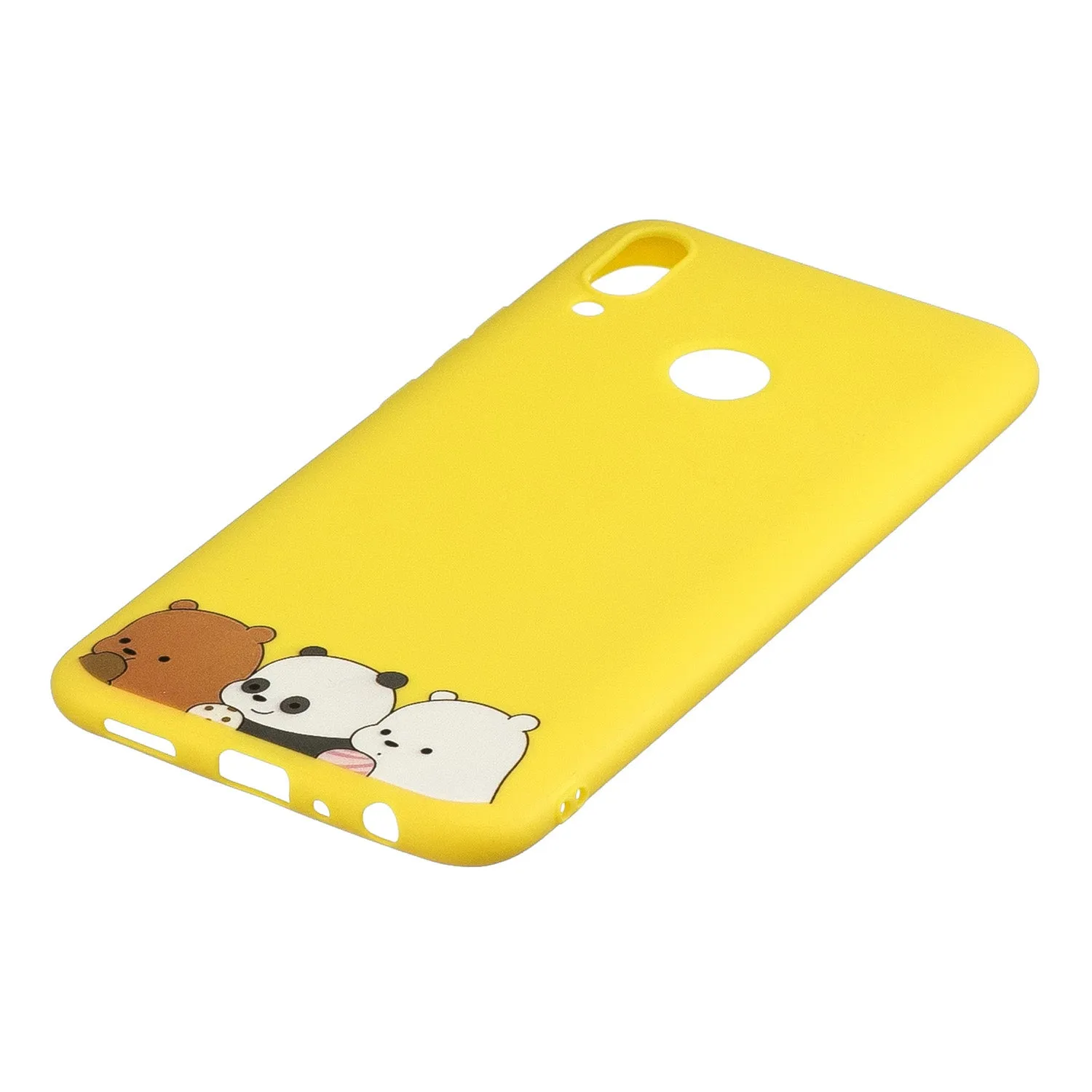 For HUAWEI Y9 2019 Cartoon Lovely Coloured Painted Soft TPU Back Cover Non-slip Shockproof Full Protective Case with Lanyard yellow