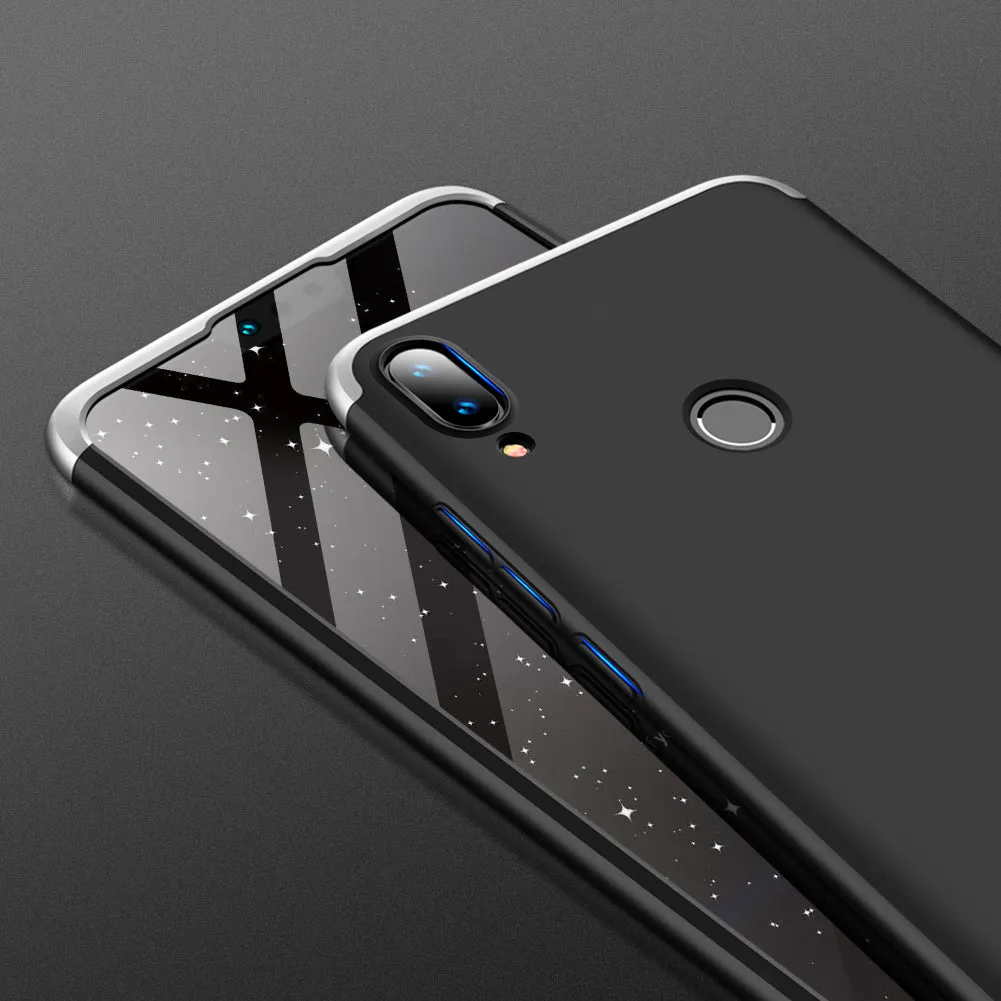 for HUAWEI Y9 2019 Ultra Slim PC Back Cover Non-slip Shockproof 360 Degree Full Protective Case Silver black silver_HUAWEI Y9 2019