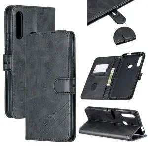 For HUAWEI Y9 Prime 2019-P Smart Z Solid Color Denim Grain Front Buckle Mobile Phone Cover Bracket black
