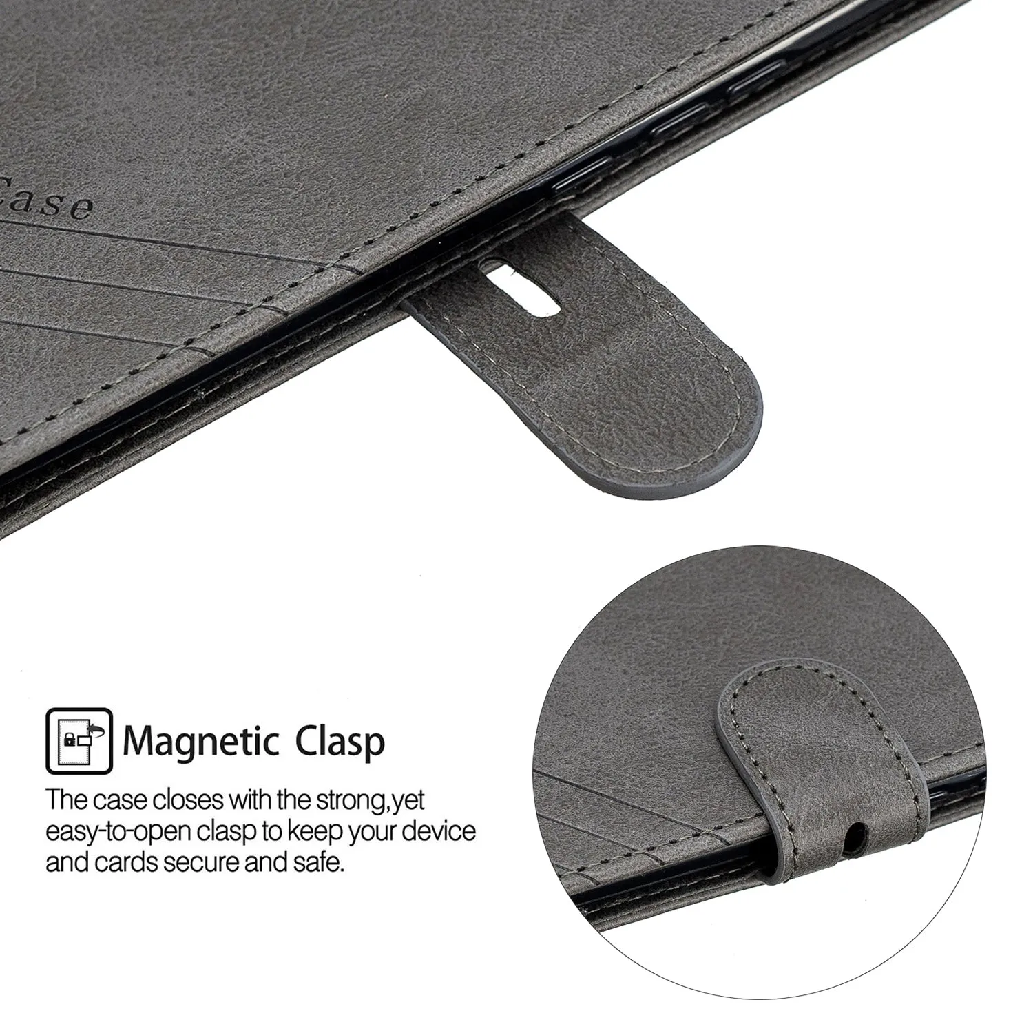 For HUAWEI Y9 Prime 2019-P Smart Z Solid Color Denim Grain Front Buckle Mobile Phone Cover Bracket gray