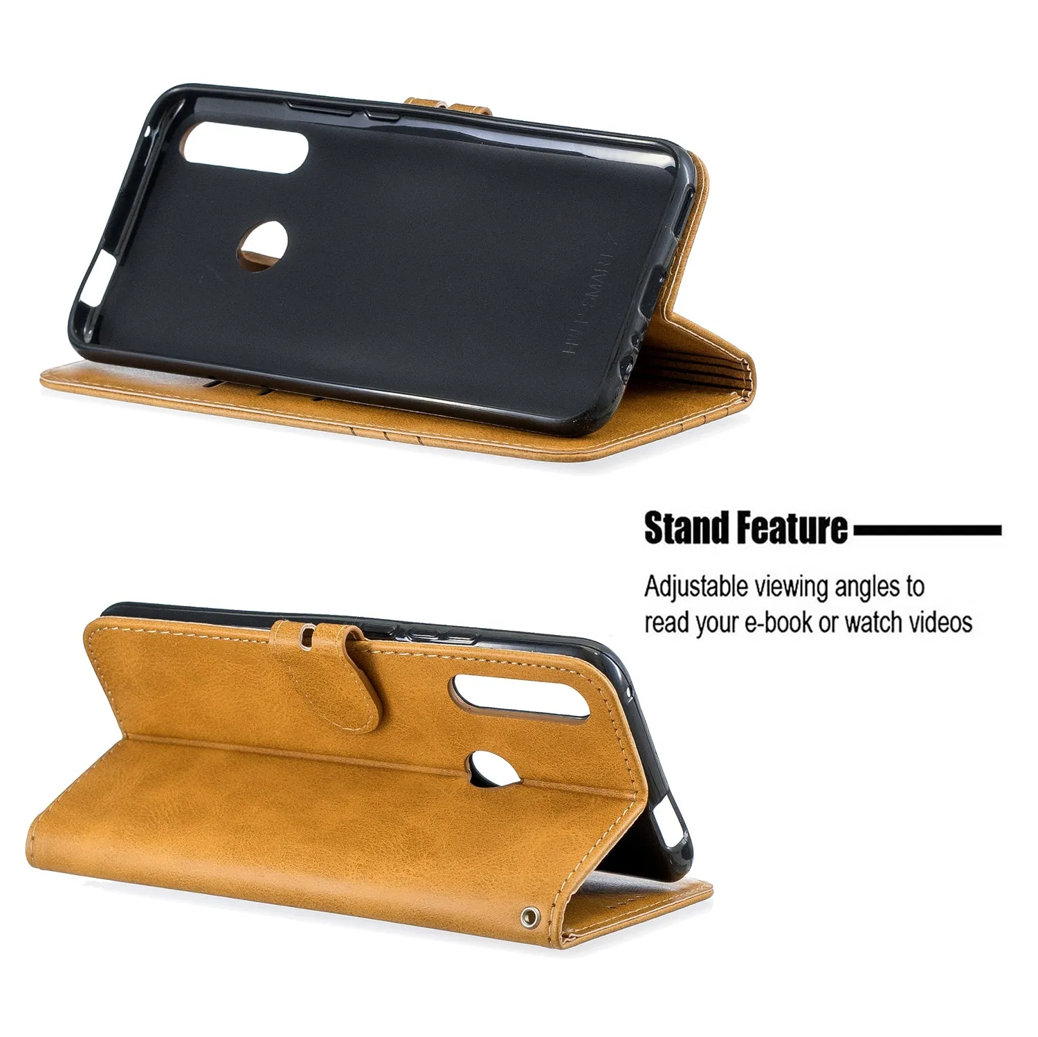 For HUAWEI Y9 Prime 2019-P Smart Z Solid Color Denim Grain Front Buckle Mobile Phone Cover Bracket yellow