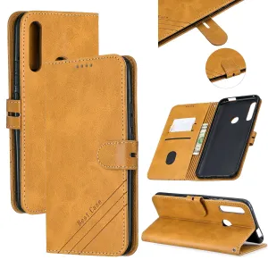For HUAWEI Y9 Prime 2019-P Smart Z Solid Color Denim Grain Front Buckle Mobile Phone Cover Bracket yellow