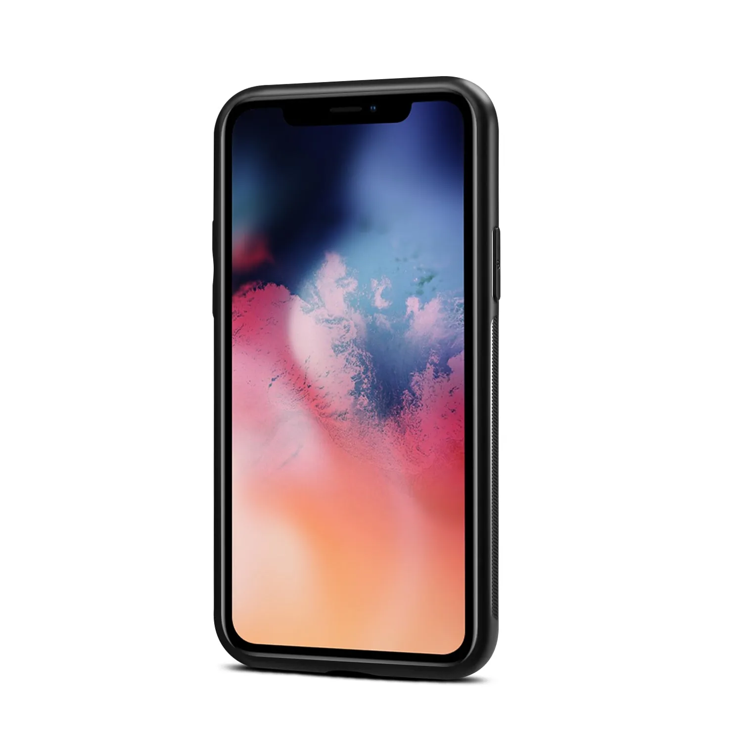 For iPhone 11/11 Pro/11 Pro Max Cellphone Smart Shell 2-in-1 Textured PU Leather Shock-Absorption Anti-Fall Card Holder Stand Function Phone Cover black