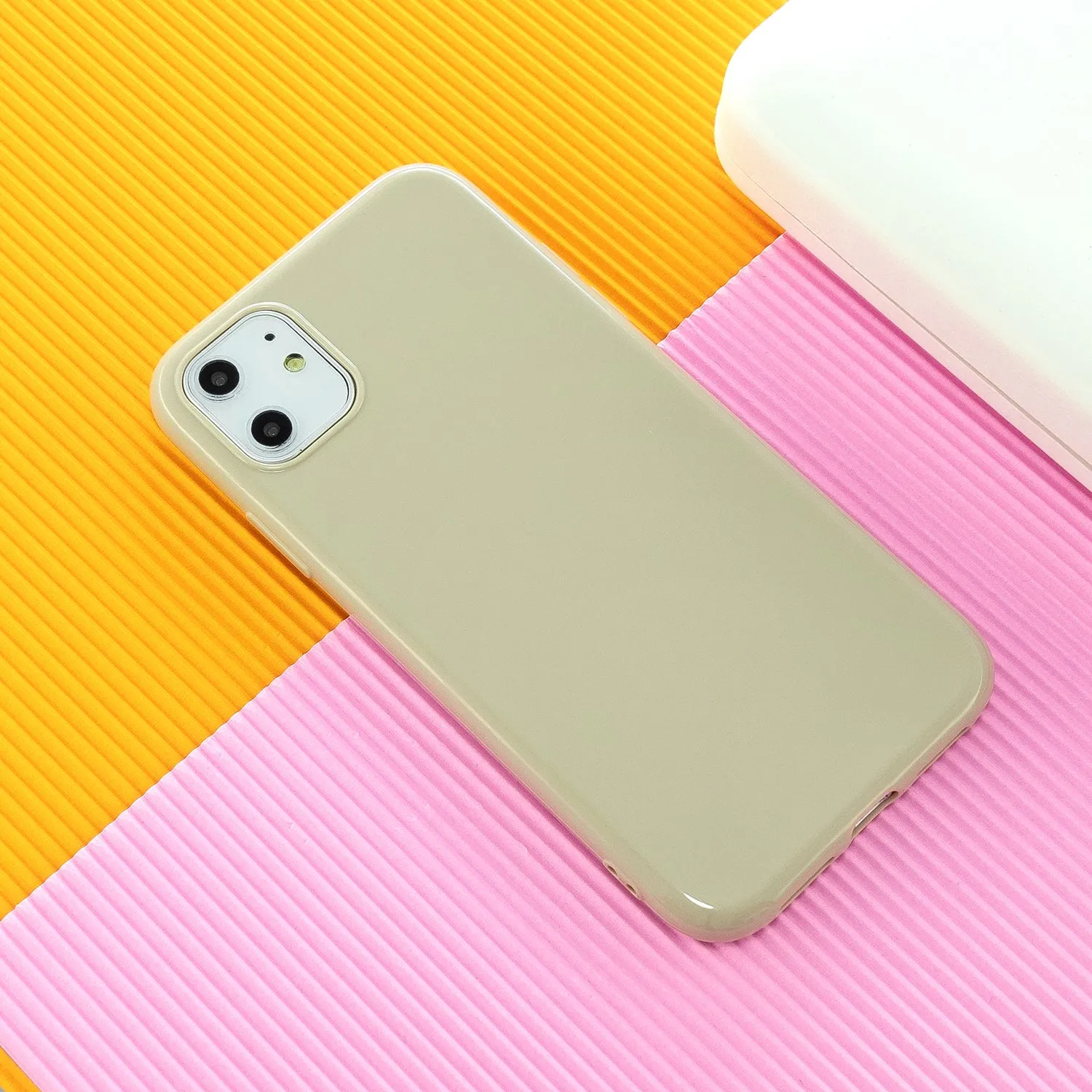 For iPhone 11/11 Pro/11 Pro Max Smartphone Cover Slim Fit Glossy TPU Phone Case Full Body Protection Shell Taro purple