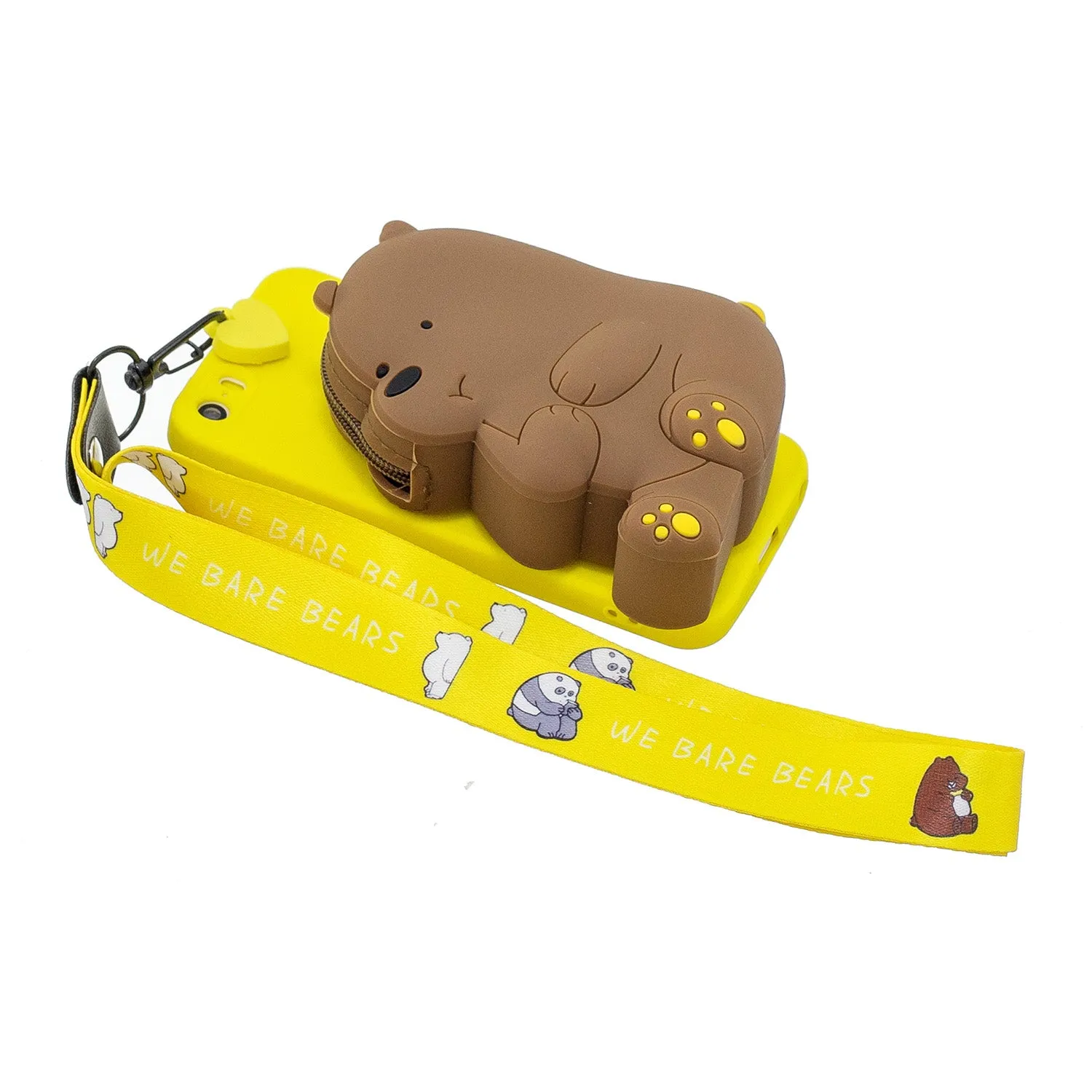 For Iphone 5 / 5S / SE Cartoon Hanging Lanyard   Fall Resistant Cartoon TPU Full Protective Mobile Phone Cover with Coin Purse 1 yellow brown bear