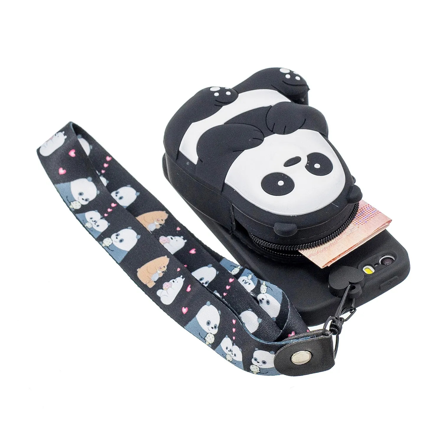 For Iphone 5 / 5S / SE Cartoon Hanging Lanyard   Fall Resistant Cartoon TPU Full Protective Mobile Phone Cover with Coin Purse 2 light blue elephant