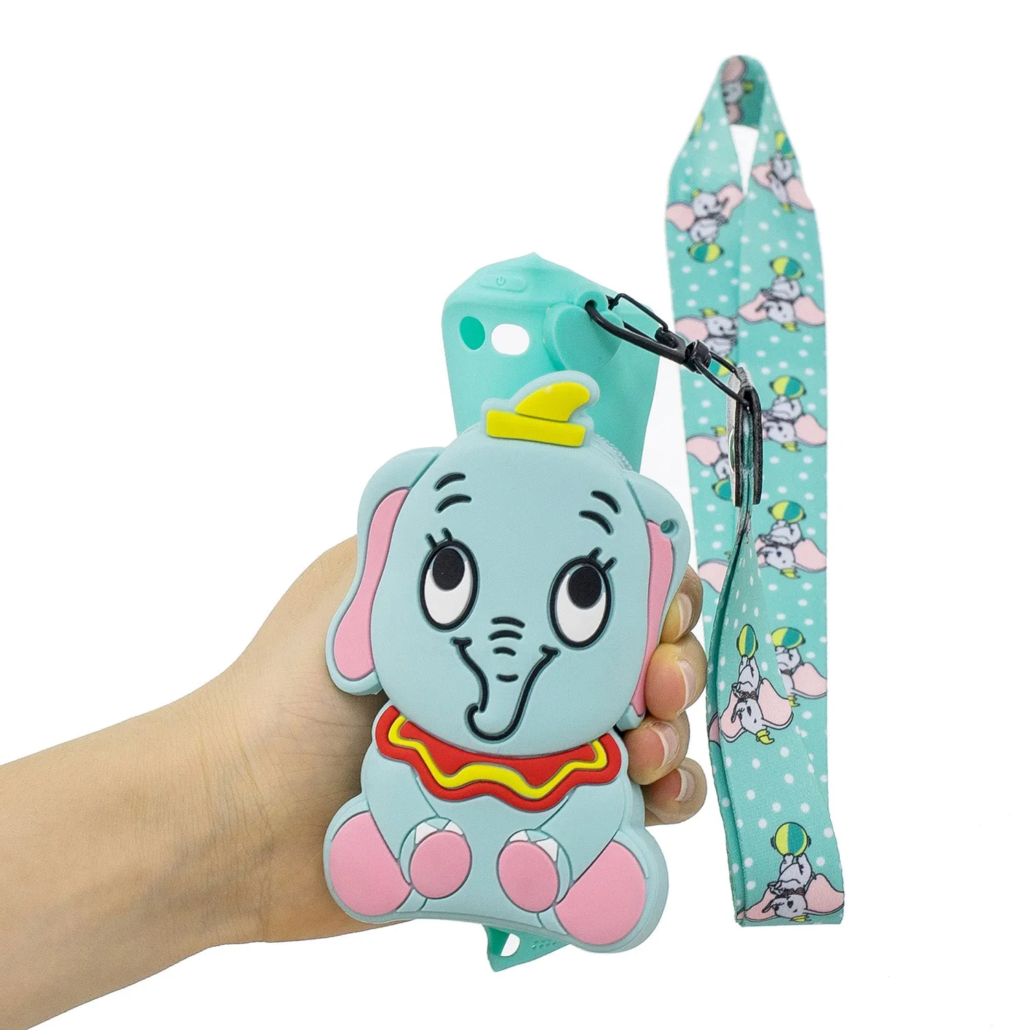 For Iphone 5 / 5S / SE Cartoon Hanging Lanyard   Fall Resistant Cartoon TPU Full Protective Mobile Phone Cover with Coin Purse 2 light blue elephant