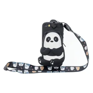 For Iphone 5 / 5S / SE Cartoon Hanging Lanyard   Fall Resistant Cartoon TPU Full Protective Mobile Phone Cover with Coin Purse 5 black striped bears