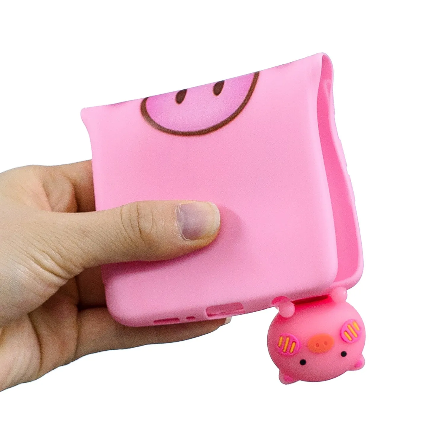 For iPhone 5/5S/SE 3D Cartoon Lovely Coloured Painted Soft TPU Back Cover Non-slip Shockproof Full Protective Case Small pink pig