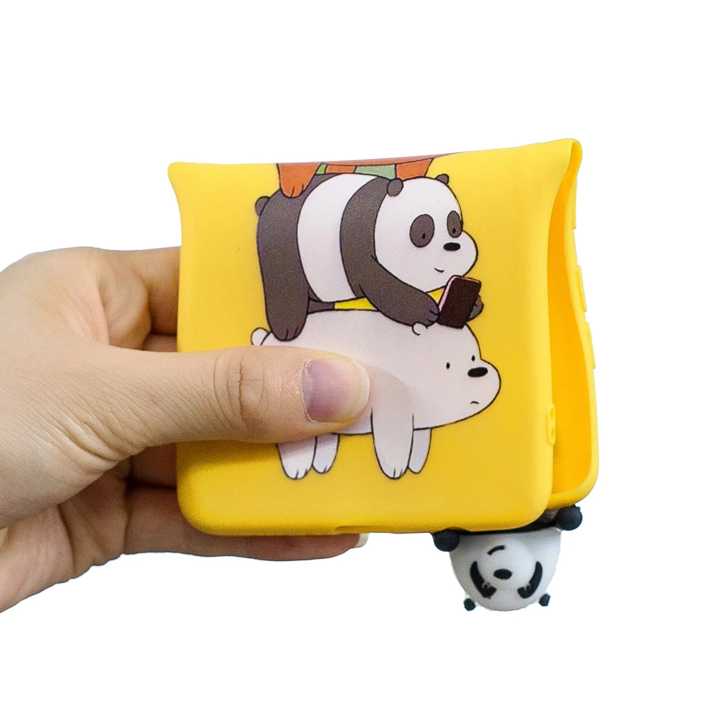 For iPhone 5/5S/SE 3D Cartoon Lovely Coloured Painted Soft TPU Back Cover Non-slip Shockproof Full Protective Case Striped bear