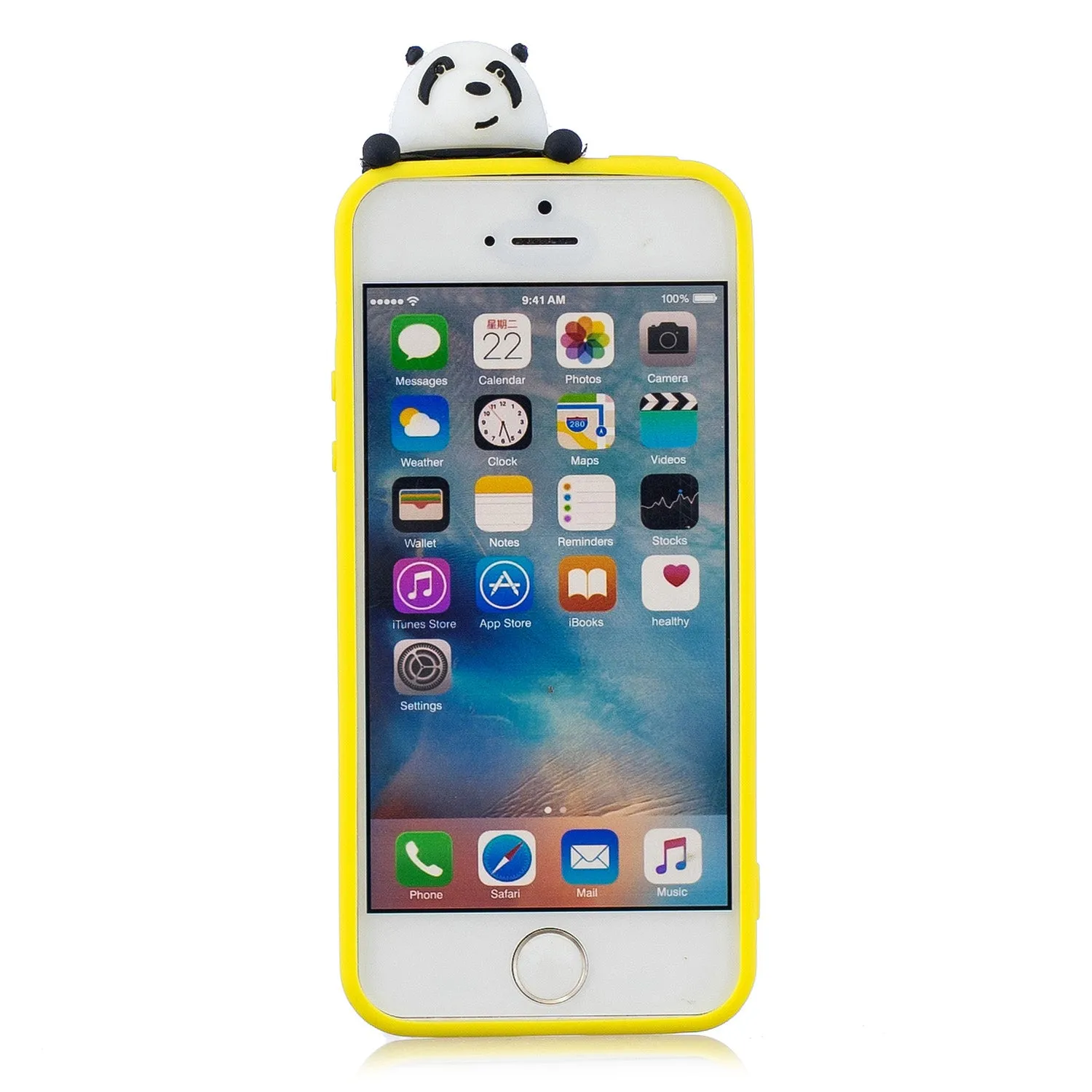 For iPhone 5/5S/SE 3D Cartoon Lovely Coloured Painted Soft TPU Back Cover Non-slip Shockproof Full Protective Case Striped bear