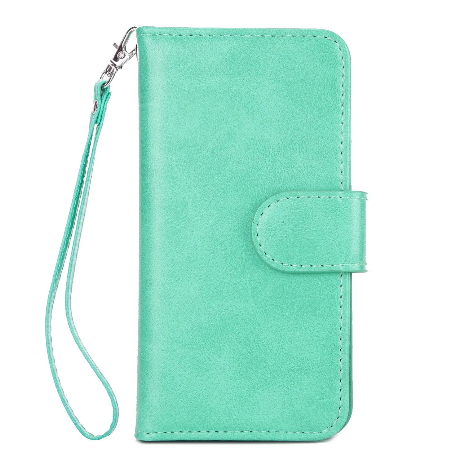For iPhone 5/5S/SE PU Cell Phone Case Protective Leather Cover with Buckle & 9 Card Position & Lanyard & Bracket brown