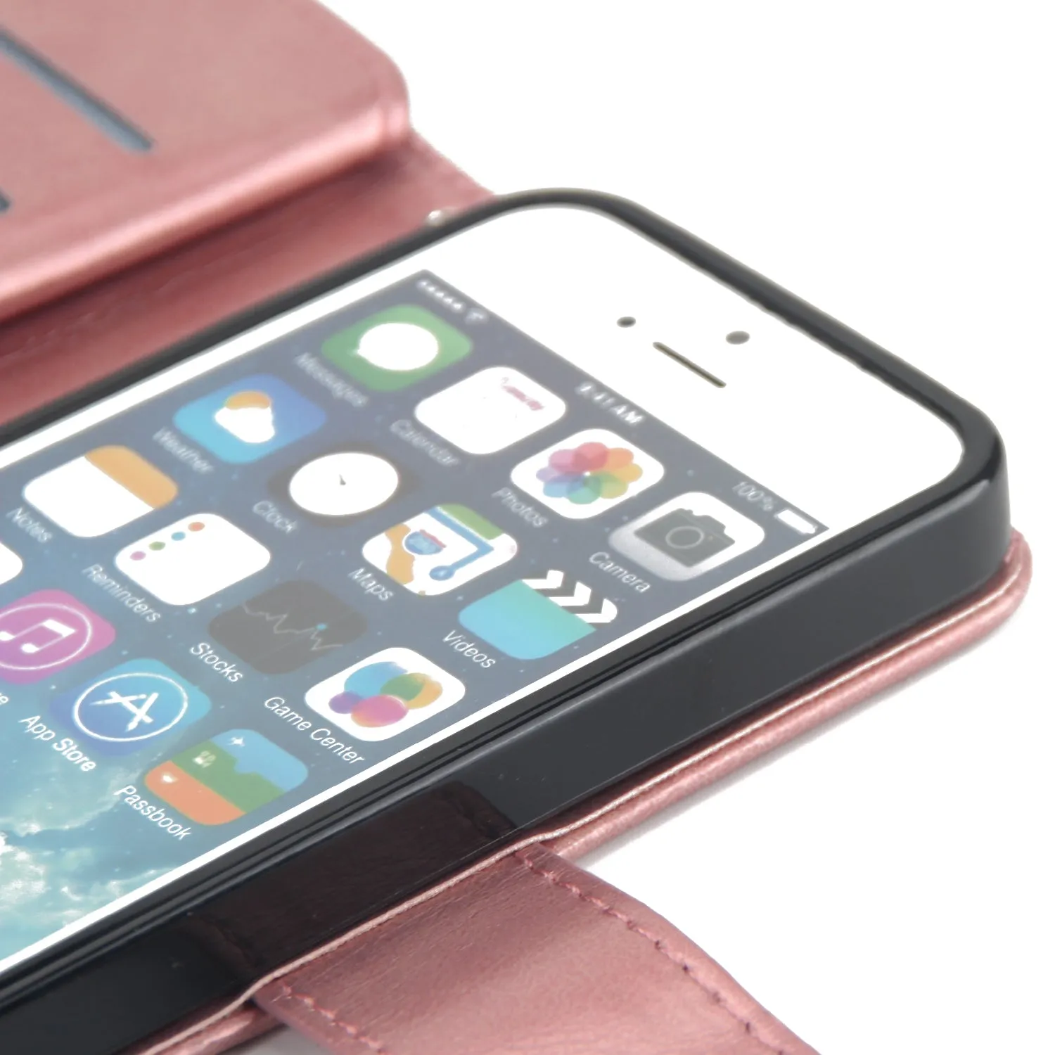 For iPhone 5/5S/SE PU Cell Phone Case Protective Leather Cover with Buckle & 9 Card Position & Lanyard & Bracket brown