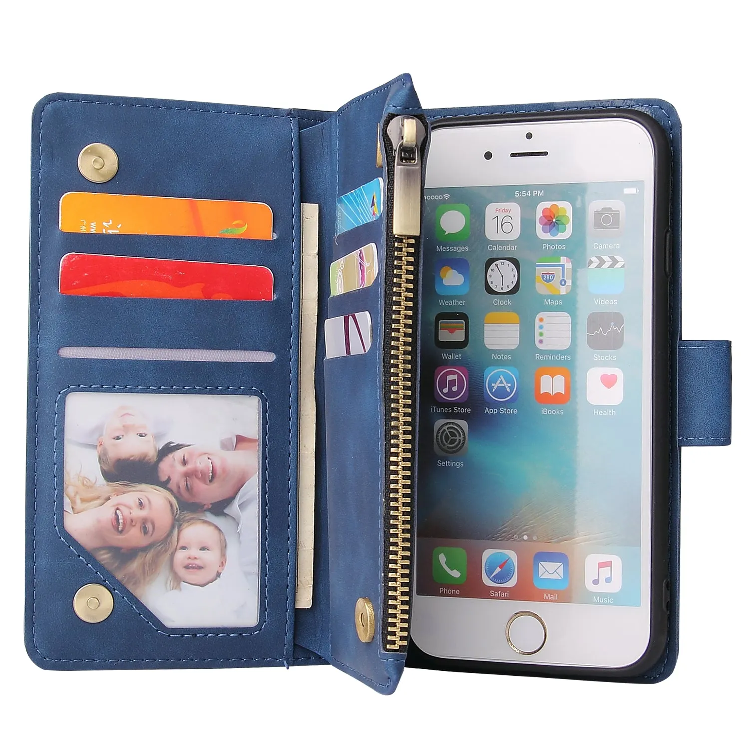 For iPhone 6 / 6S iPhone 6 plus / 6S plus iPhone 7 / 8 iPhone 7 plus / 8 plus Smart Phone Cover Coin Pocket with Cards Bracket Zipper Phone PU Leather Case Phone Cover  iPhone 6 plus / 6S plus