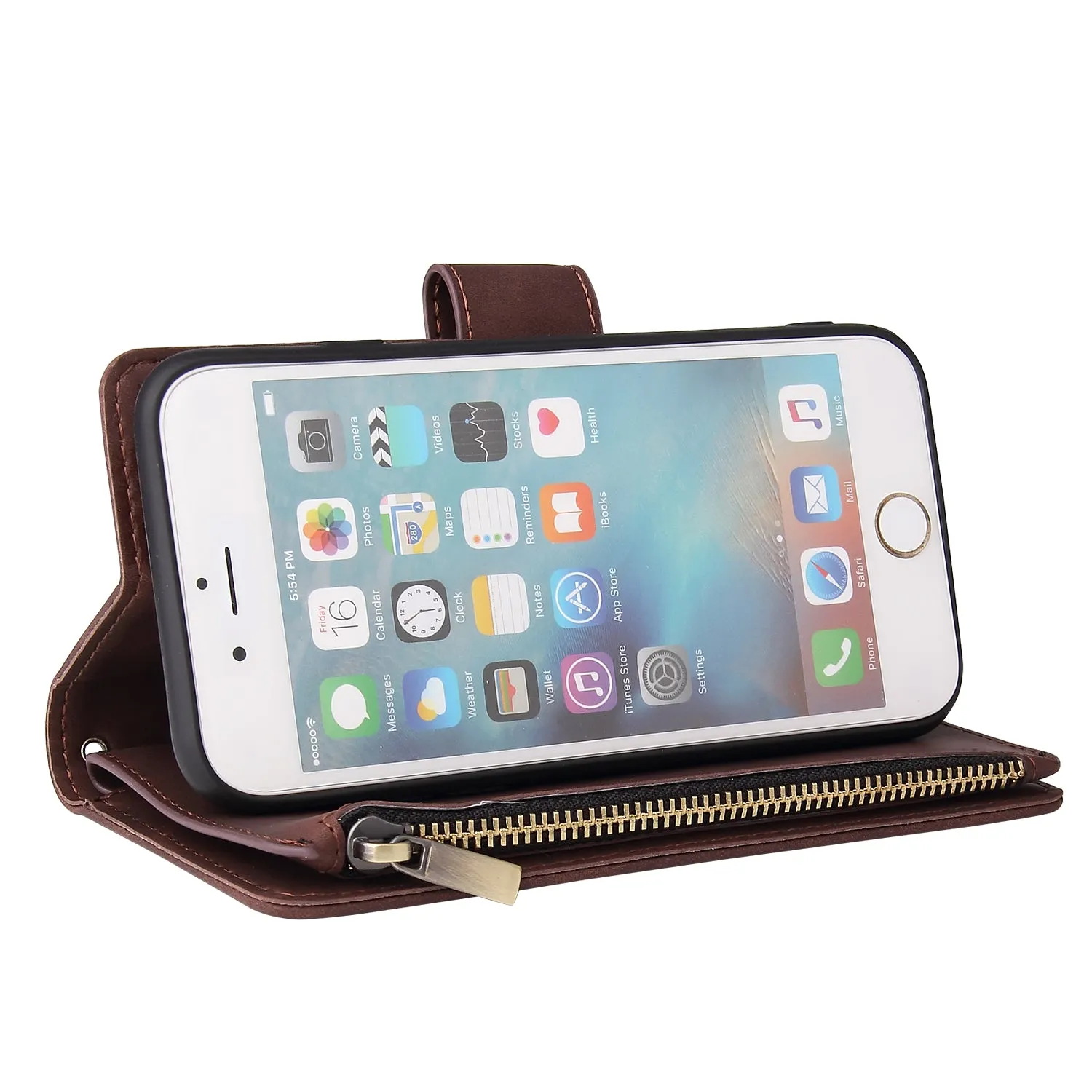 For iPhone 6 / 6S iPhone 6 plus / 6S plus iPhone 7 / 8 iPhone 7 plus / 8 plus Smart Phone Cover Coin Pocket with Cards Bracket Zipper Phone PU Leather Case Phone Cover  iPhone 6 plus / 6S plus