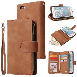 For iPhone 6 / 6S iPhone 6 plus / 6S plus iPhone 7 / 8 iPhone 7 plus / 8 plus Smart Phone Cover Coin Pocket with Cards Bracket Zipper Phone PU Leather Case Phone Cover  iPhone 6 plus / 6S plus