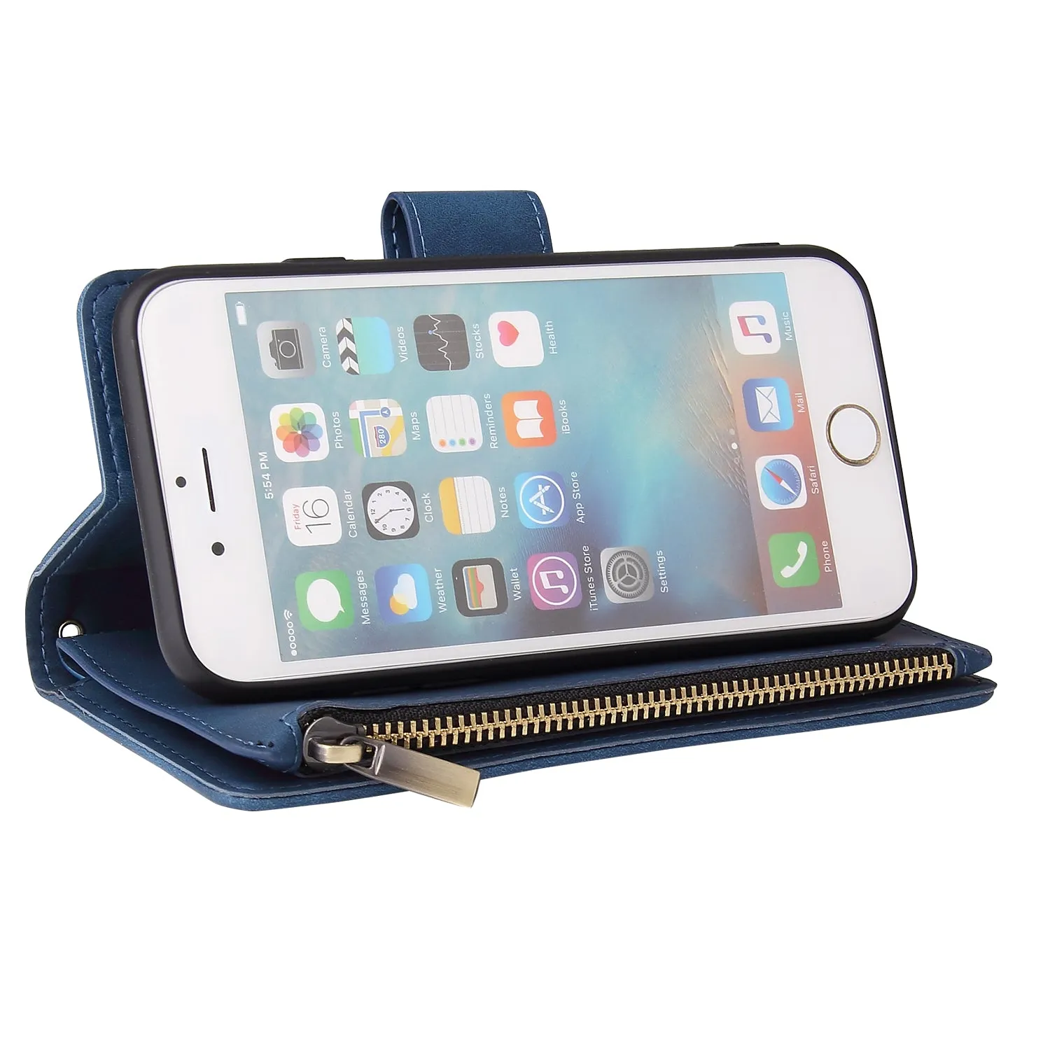 For iPhone 6 / 6S iPhone 6 plus / 6S plus iPhone 7 / 8 iPhone 7 plus / 8 plus Smart Phone Cover Coin Pocket with Cards Bracket Zipper Phone PU Leather Case Phone Cover  iPhone 6 plus / 6S plus