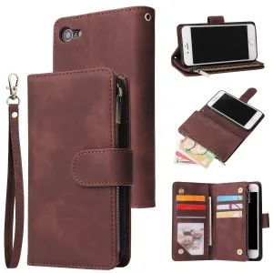 For iPhone 6 / 6S iPhone 6 plus / 6S plus iPhone 7 / 8 iPhone 7 plus / 8 plus Smart Phone Cover Coin Pocket with Cards Bracket Zipper Phone PU Leather Case Phone Cover  iPhone 7 / 8