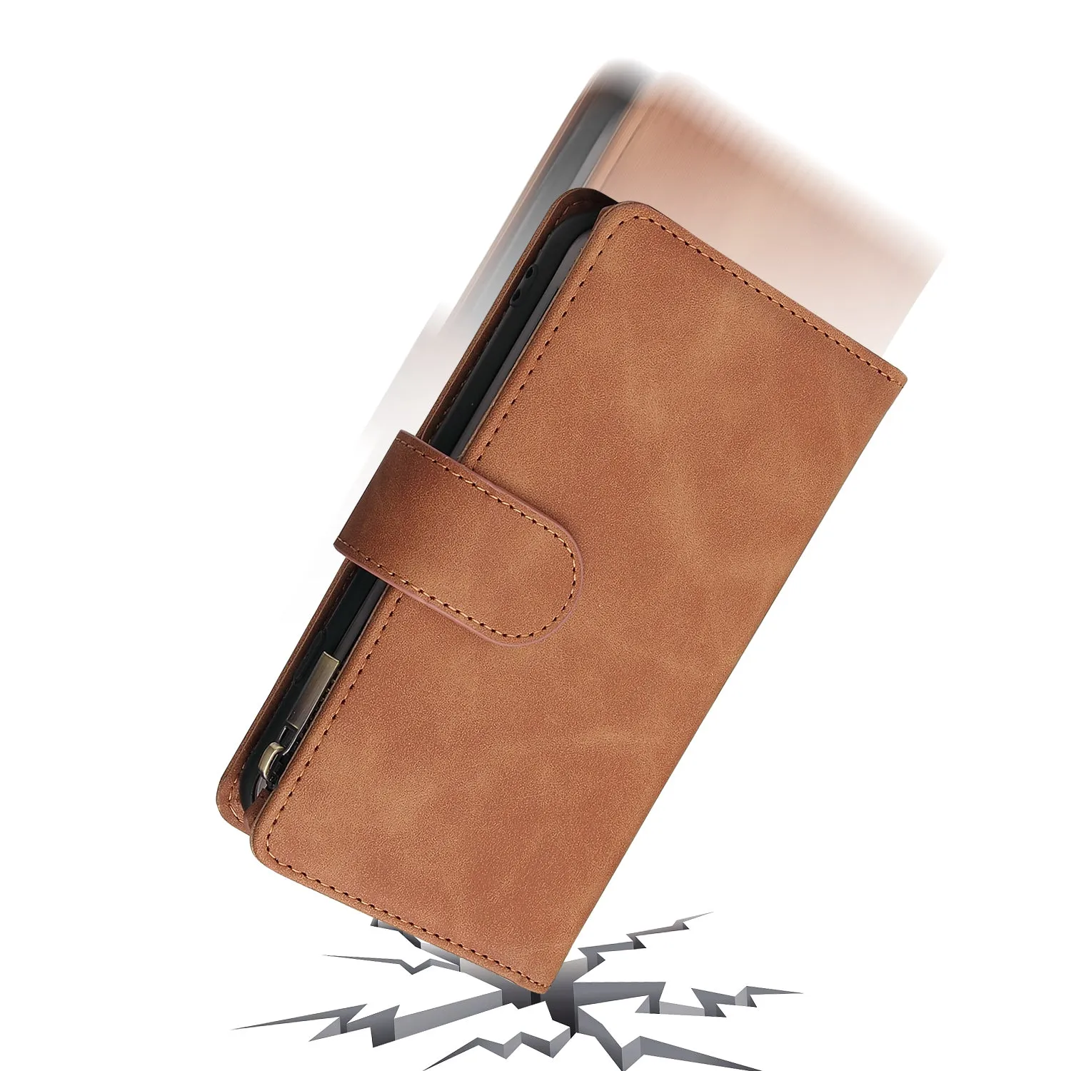 For iPhone 6 / 6S iPhone 6 plus / 6S plus iPhone 7 / 8 iPhone 7 plus / 8 plus Smart Phone Cover Coin Pocket with Cards Bracket Zipper Phone PU Leather Case Phone Cover  iPhone 7 / 8