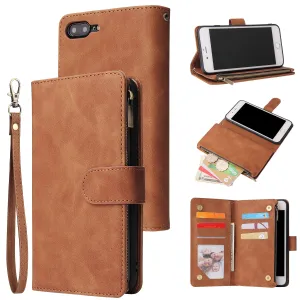For iPhone 6 / 6S iPhone 6 plus / 6S plus iPhone 7 / 8 iPhone 7 plus / 8 plus Smart Phone Cover Coin Pocket with Cards Bracket Zipper Phone PU Leather Case Phone Cover  iPhone 7 plus / 8 plus