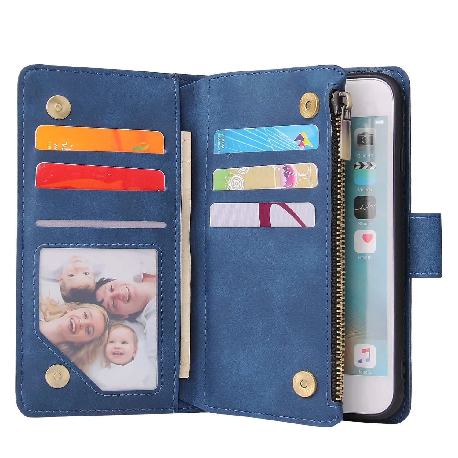 For iPhone 6 / 6S iPhone 6 plus / 6S plus iPhone 7 / 8 iPhone 7 plus / 8 plus Smart Phone Cover Coin Pocket with Cards Bracket Zipper Phone PU Leather Case Phone Cover  iPhone 7 plus / 8 plus