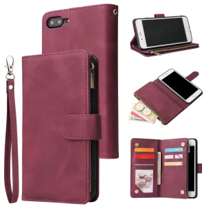 For iPhone 6 / 6S iPhone 6 plus / 6S plus iPhone 7 / 8 iPhone 7 plus / 8 plus Smart Phone Cover Coin Pocket with Cards Bracket Zipper Phone PU Leather Case Phone Cover  iPhone 7 plus / 8 plus