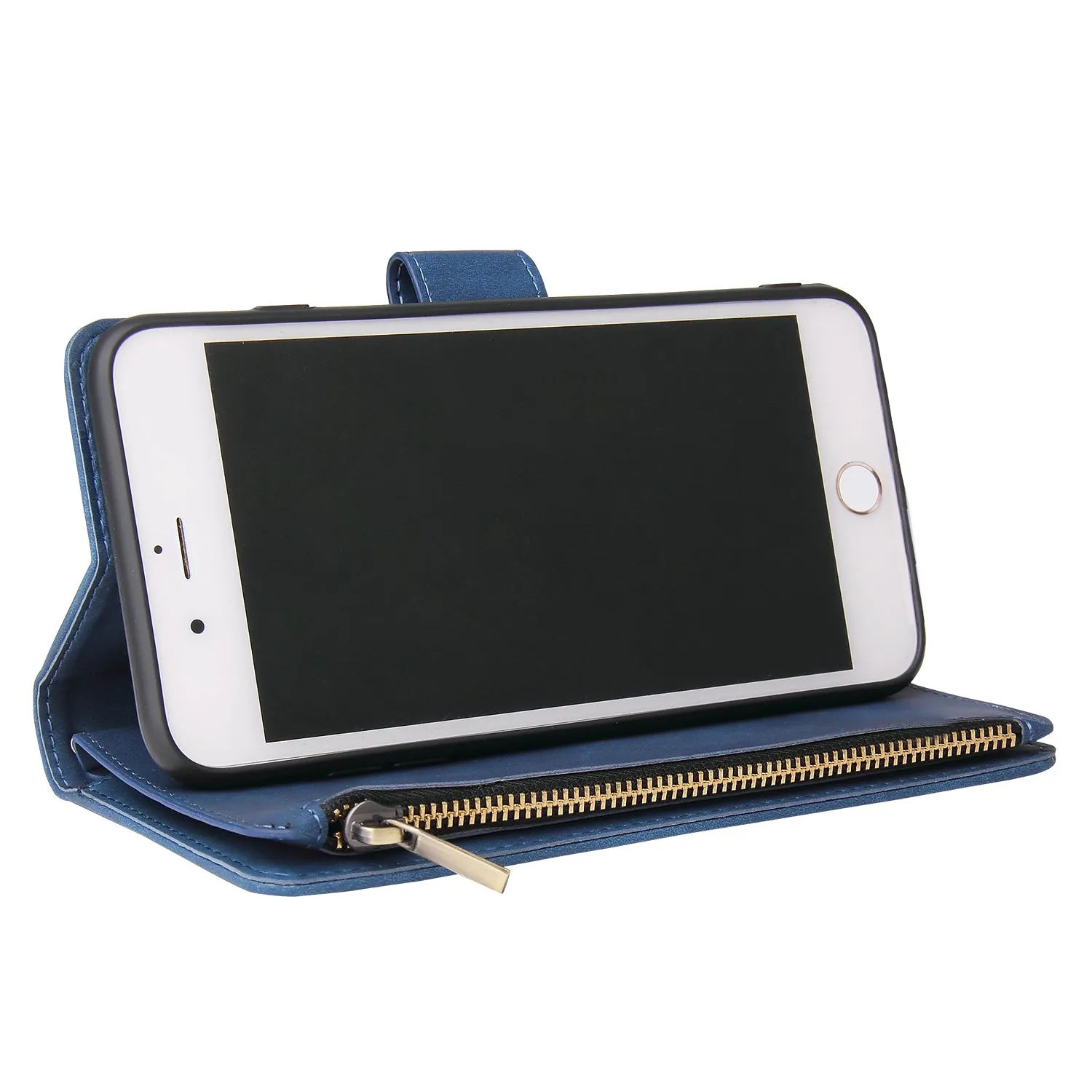 For iPhone 6 / 6S iPhone 6 plus / 6S plus iPhone 7 / 8 iPhone 7 plus / 8 plus Smart Phone Cover Coin Pocket with Cards Bracket Zipper Phone PU Leather Case Phone Cover  iPhone 7 plus / 8 plus