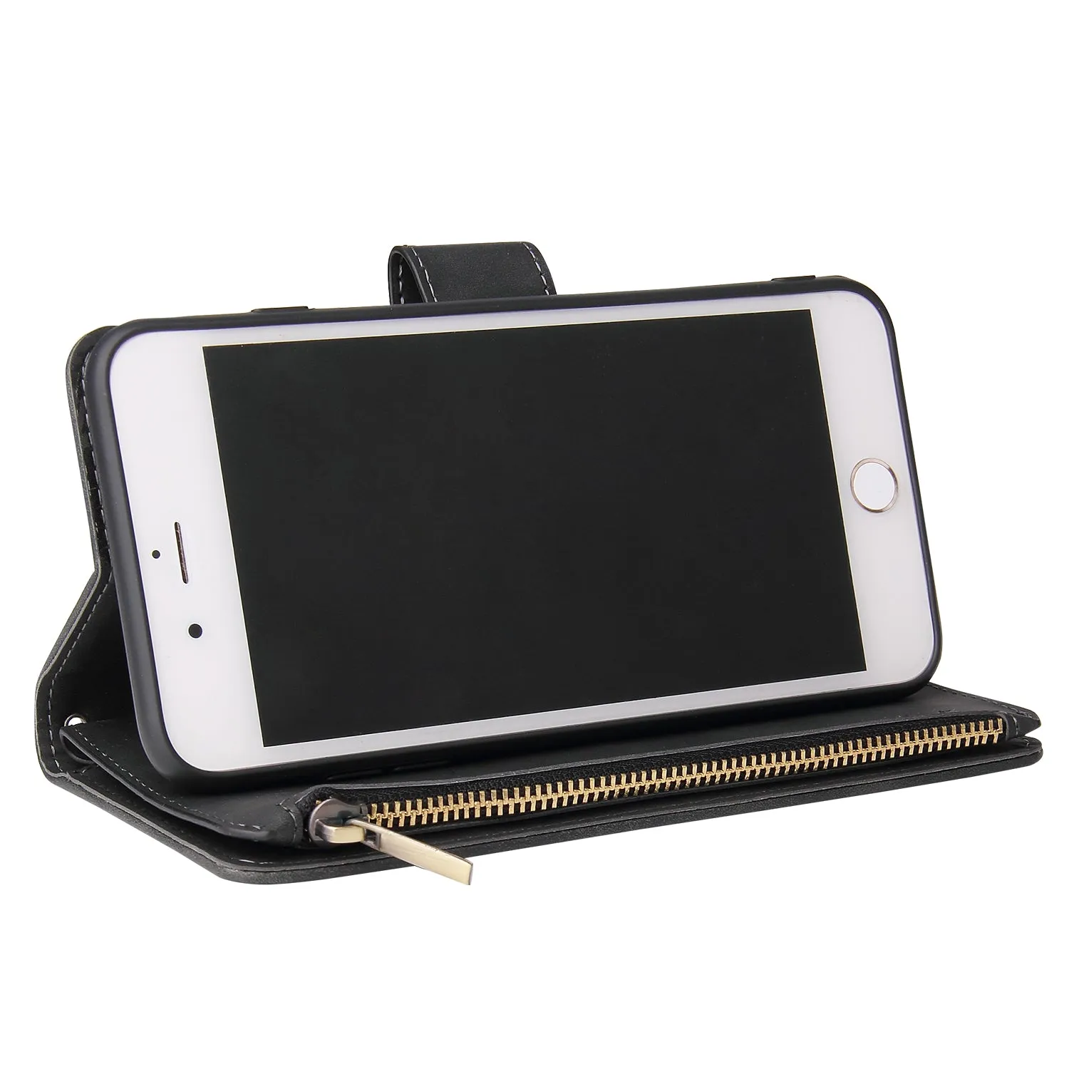 For iPhone 6 / 6S iPhone 6 plus / 6S plus iPhone 7 / 8 iPhone 7 plus / 8 plus Smart Phone Cover Coin Pocket with Cards Bracket Zipper Phone PU Leather Case Phone Cover  iPhone 7 plus / 8 plus