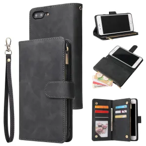 For iPhone 6 / 6S iPhone 6 plus / 6S plus iPhone 7 / 8 iPhone 7 plus / 8 plus Smart Phone Cover Coin Pocket with Cards Bracket Zipper Phone PU Leather Case Phone Cover  iPhone 7 plus / 8 plus