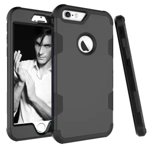 For iPhone 6 plus/6S plus PC  Silicone 2 in 1 Hit Color Tri-proof Shockproof Dustproof Anti-fall Protective Cover Back Case black