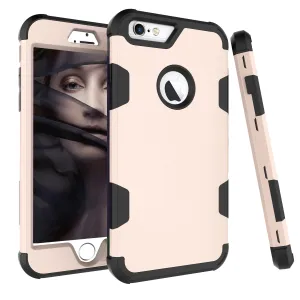 For iPhone 6 plus/6S plus PC  Silicone 2 in 1 Hit Color Tri-proof Shockproof Dustproof Anti-fall Protective Cover Back Case Gold   black