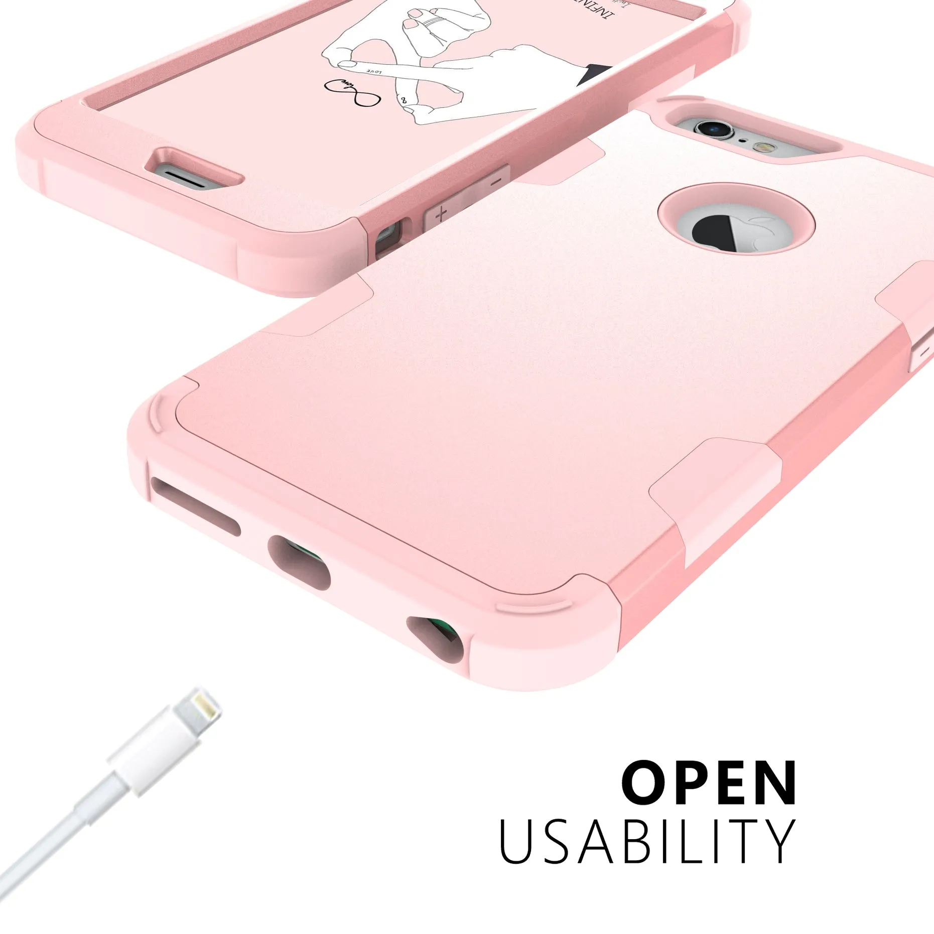 For iPhone 6 plus/6S plus PC  Silicone 2 in 1 Hit Color Tri-proof Shockproof Dustproof Anti-fall Protective Cover Back Case Rose gold