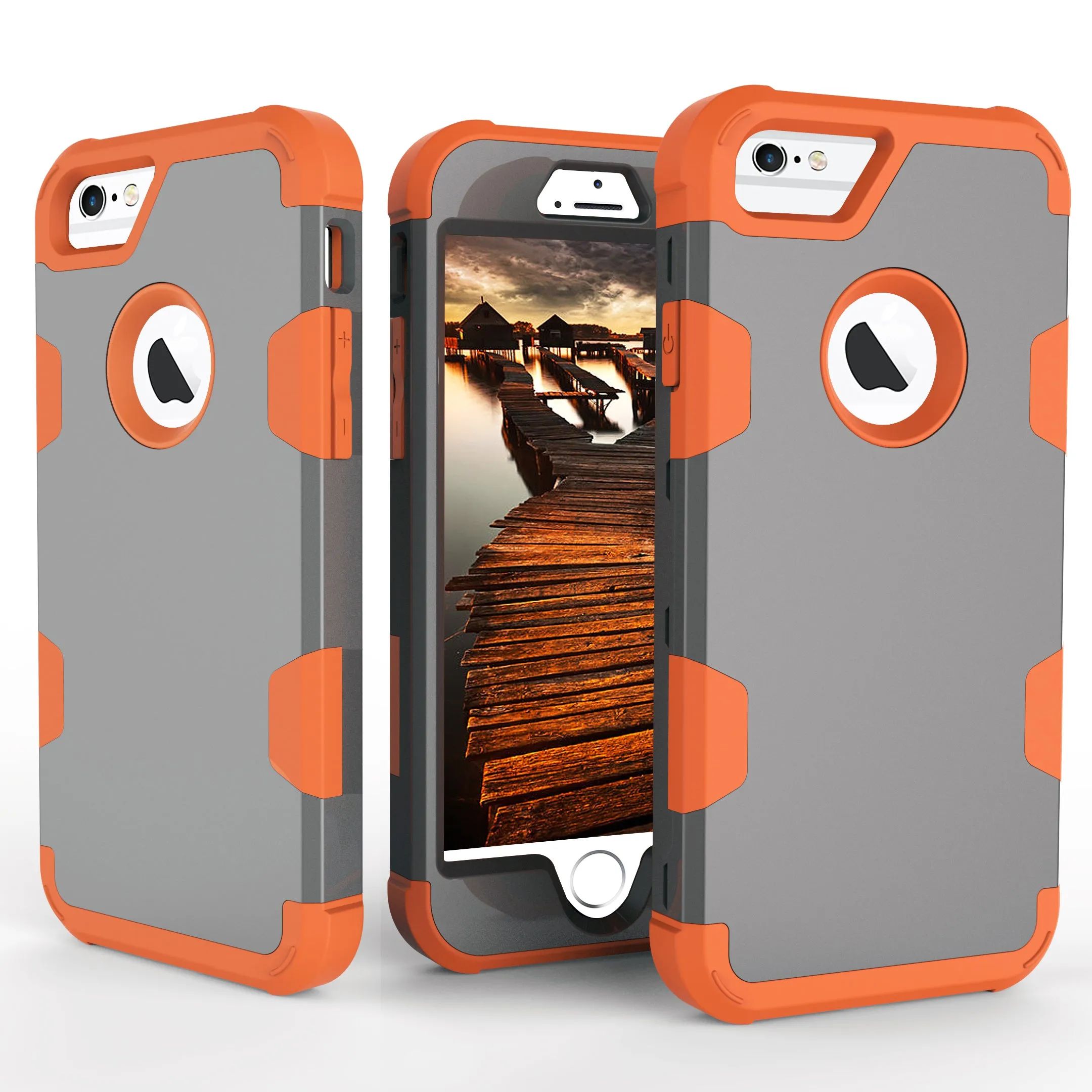 For iPhone 6/6S PC  Silicone 2 in 1 Hit Color Tri-proof Shockproof Dustproof Anti-fall Protective Cover Back Case black
