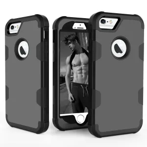 For iPhone 6/6S PC  Silicone 2 in 1 Hit Color Tri-proof Shockproof Dustproof Anti-fall Protective Cover Back Case black