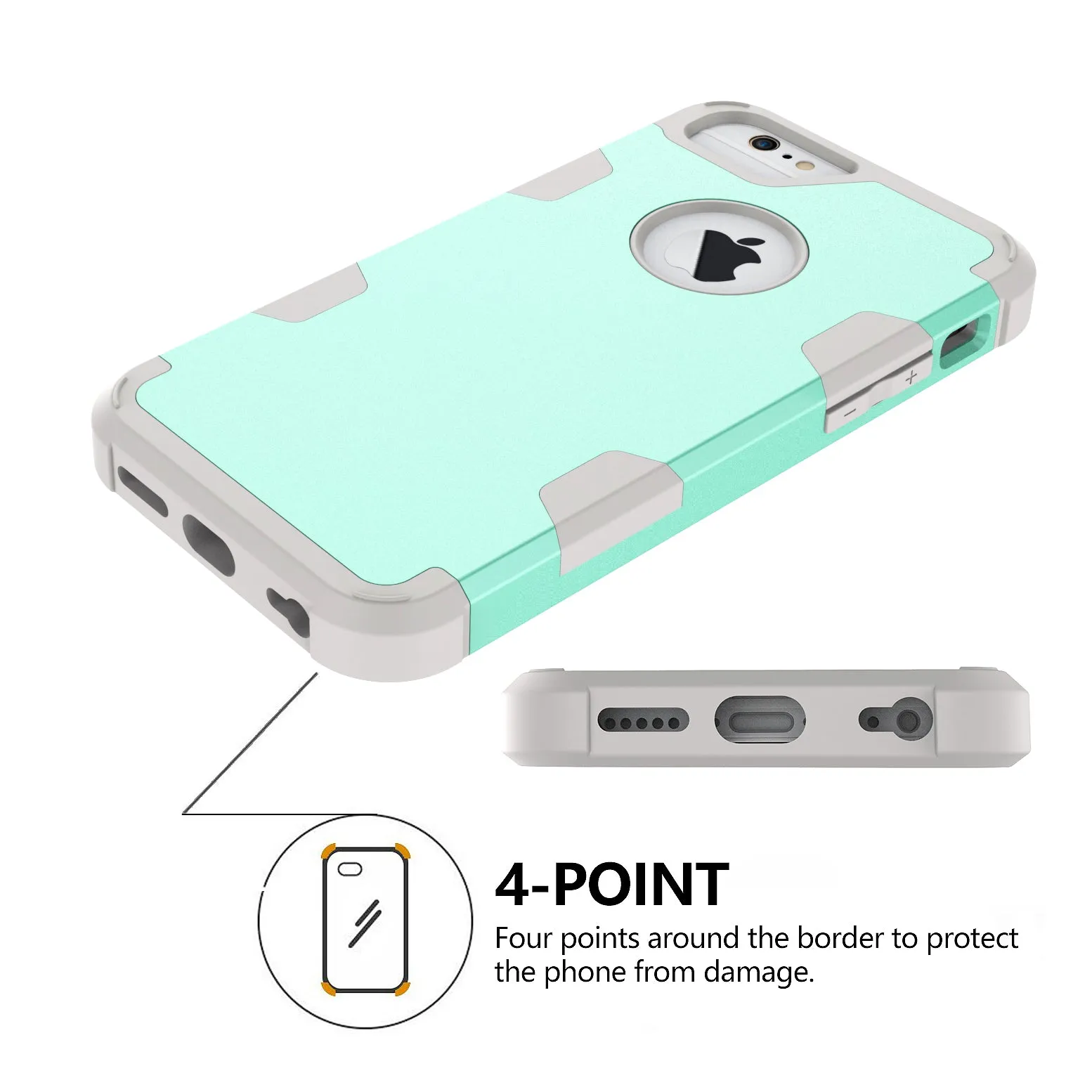 For iPhone 6/6S PC  Silicone 2 in 1 Hit Color Tri-proof Shockproof Dustproof Anti-fall Protective Cover Back Case Gray   orange