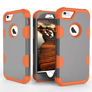For iPhone 6/6S PC  Silicone 2 in 1 Hit Color Tri-proof Shockproof Dustproof Anti-fall Protective Cover Back Case Gray   orange