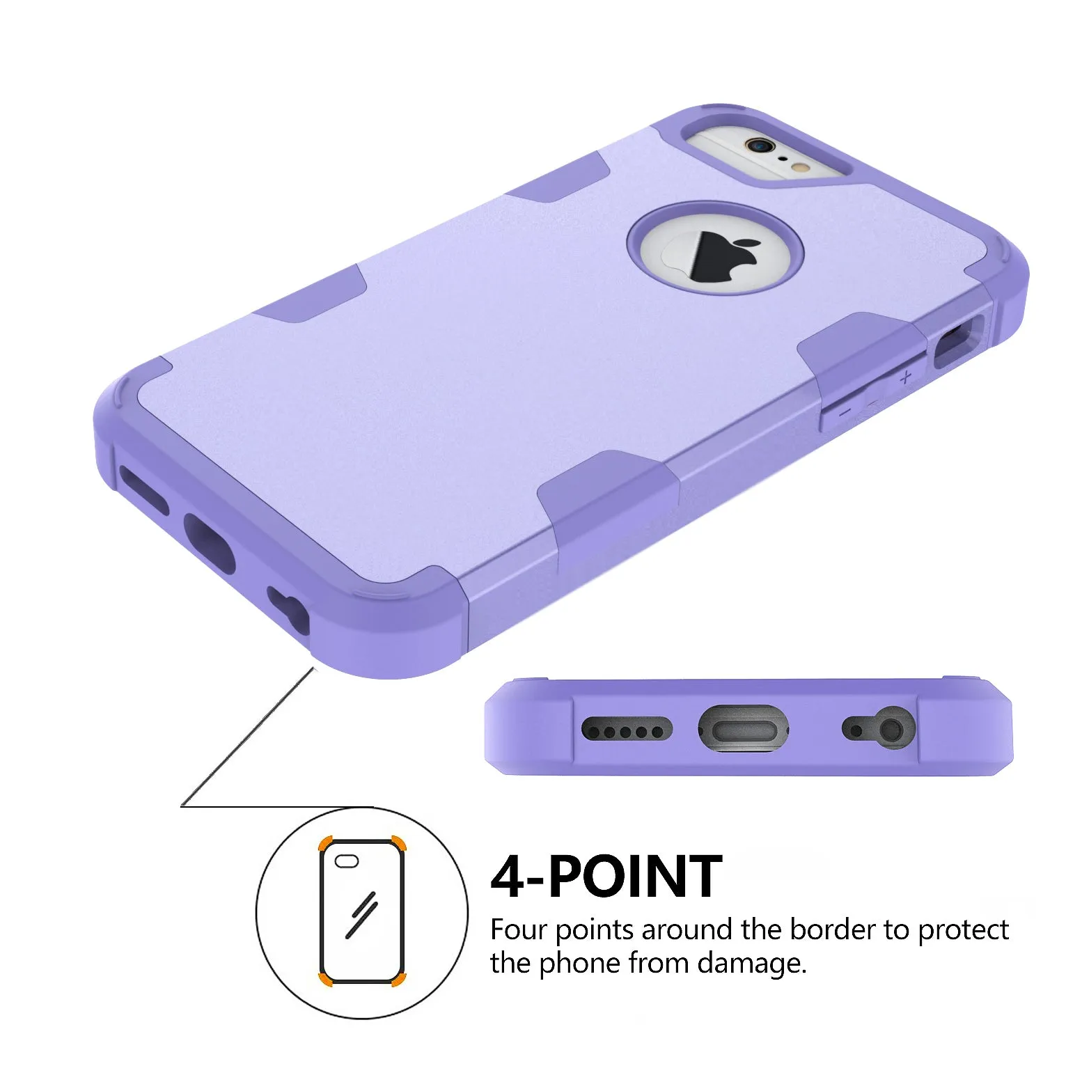 For iPhone 6/6S PC  Silicone 2 in 1 Hit Color Tri-proof Shockproof Dustproof Anti-fall Protective Cover Back Case purple