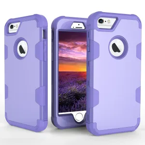 For iPhone 6/6S PC  Silicone 2 in 1 Hit Color Tri-proof Shockproof Dustproof Anti-fall Protective Cover Back Case purple