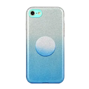 For iphone 6/6S/6 plus/6S plus/7/8/SE 2020 Phone Case Gradient Color Glitter Powder Phone Cover with Airbag Bracket blue