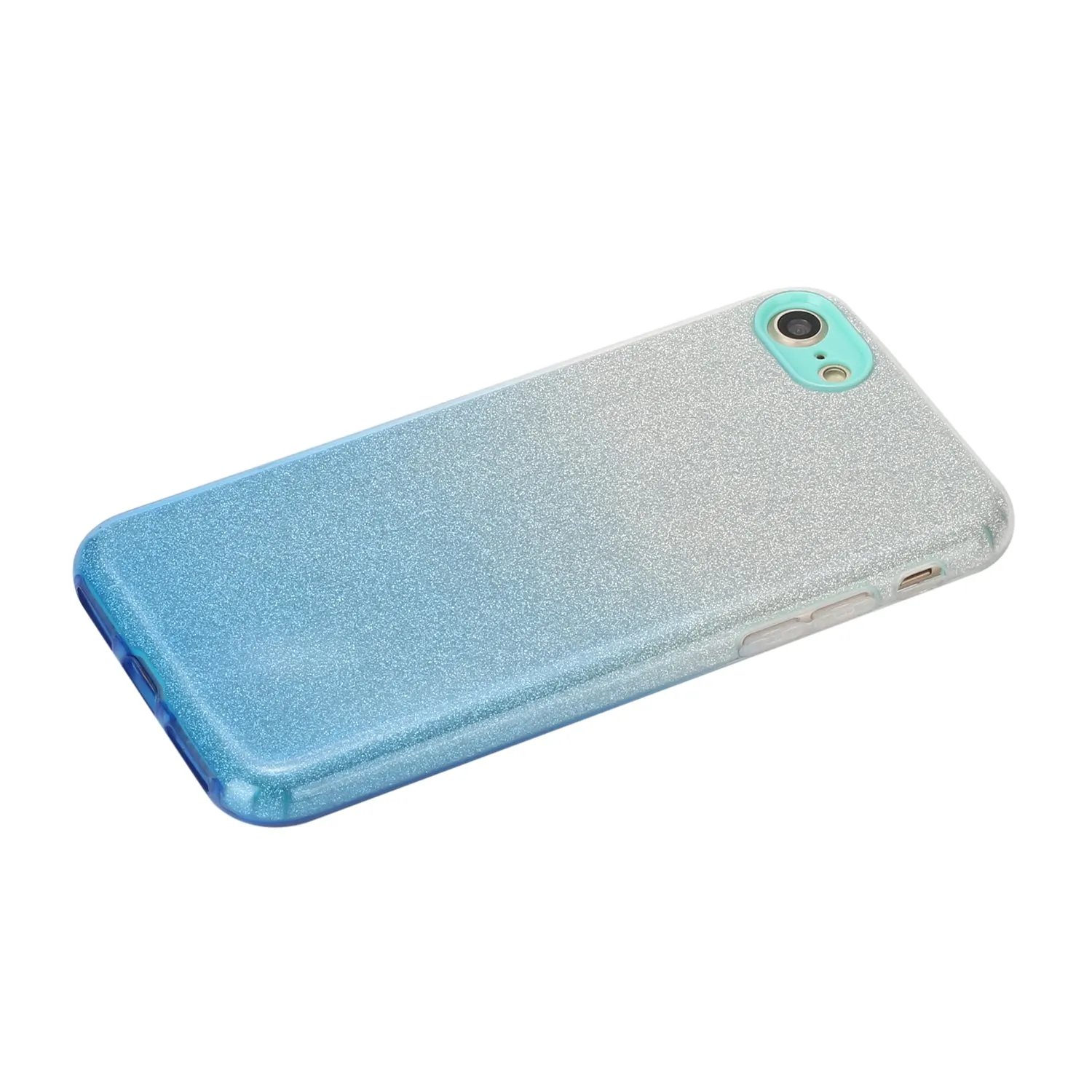 For iphone 6/6S/6 plus/6S plus/7/8/SE 2020 Phone Case Gradient Color Glitter Powder Phone Cover with Airbag Bracket blue