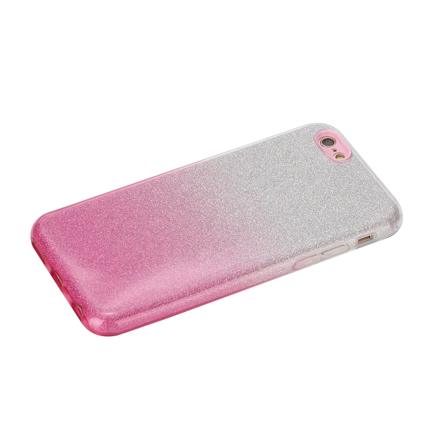 For iphone 6/6S/6 plus/6S plus/7/8/SE 2020 Phone Case Gradient Color Glitter Powder Phone Cover with Airbag Bracket Pink