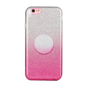 For iphone 6/6S/6 plus/6S plus/7/8/SE 2020 Phone Case Gradient Color Glitter Powder Phone Cover with Airbag Bracket Pink