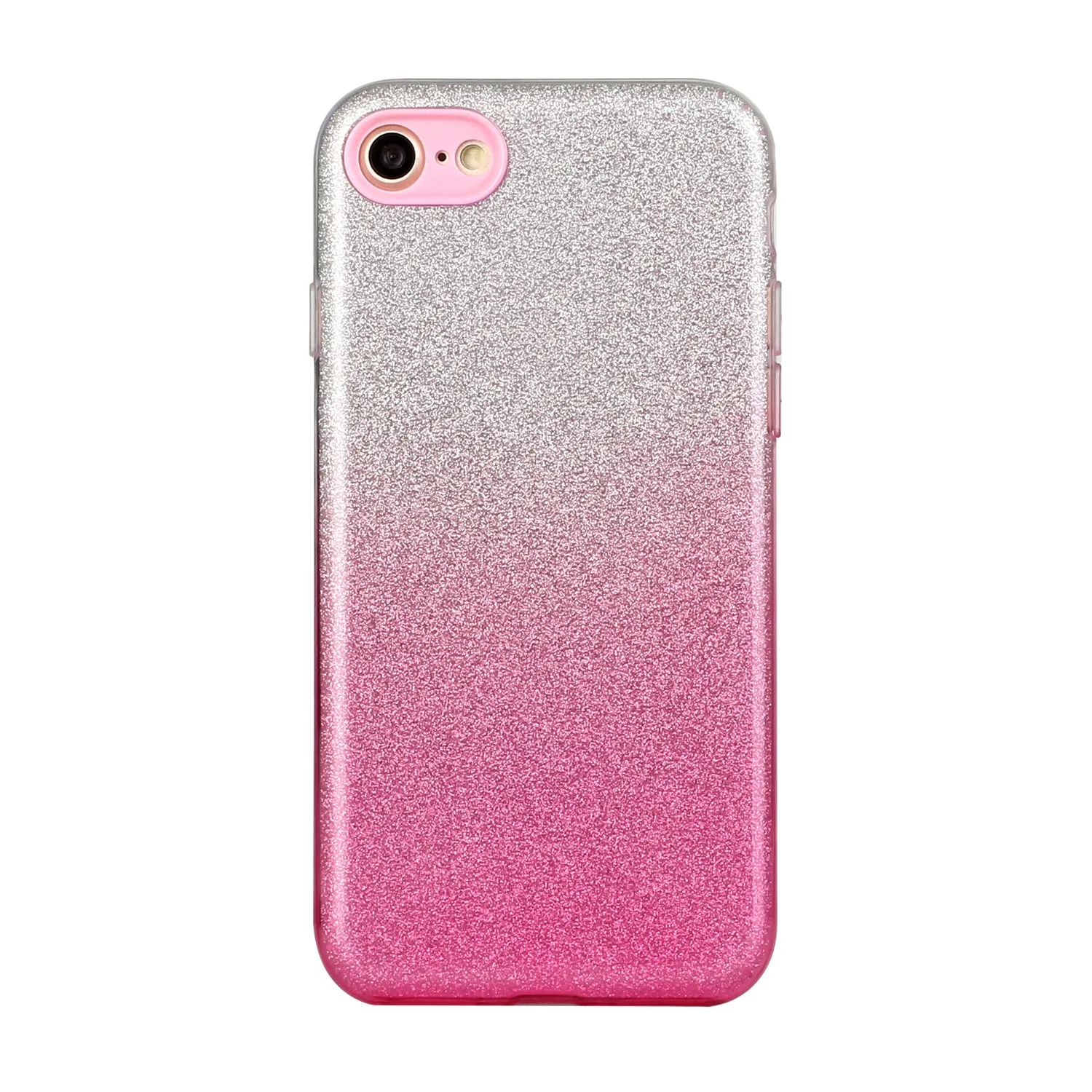For iphone 6/6S/6 plus/6S plus/7/8/SE 2020 Phone Case Gradient Color Glitter Powder Phone Cover with Airbag Bracket Pink