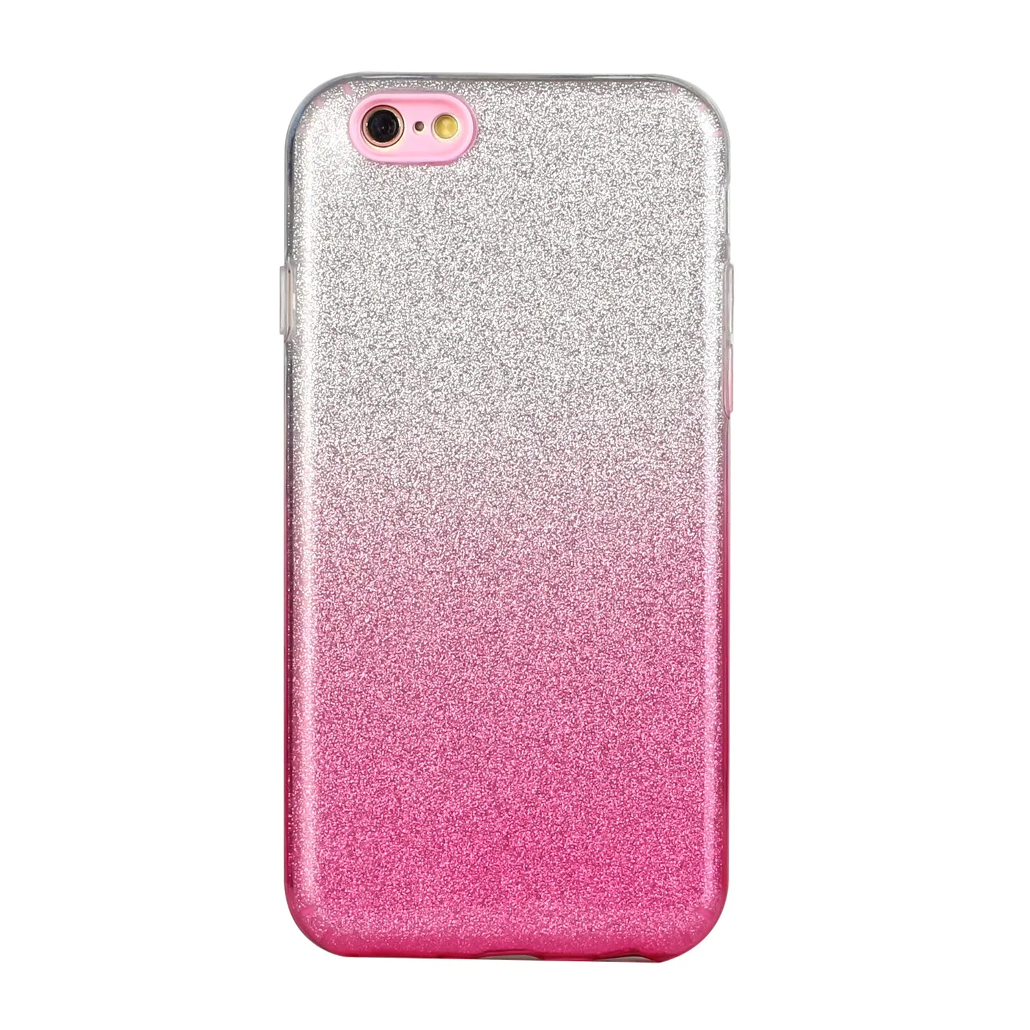 For iphone 6/6S/6 plus/6S plus/7/8/SE 2020 Phone Case Gradient Color Glitter Powder Phone Cover with Airbag Bracket Pink