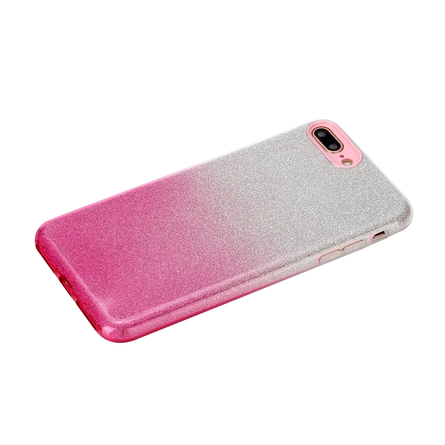For iphone 6/6S/6 plus/6S plus/7/8/SE 2020 Phone Case Gradient Color Glitter Powder Phone Cover with Airbag Bracket Pink