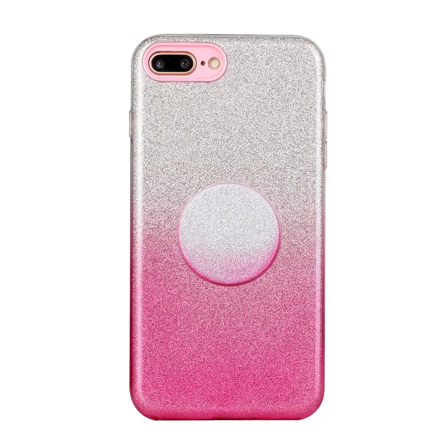For iphone 6/6S/6 plus/6S plus/7/8/SE 2020 Phone Case Gradient Color Glitter Powder Phone Cover with Airbag Bracket Pink